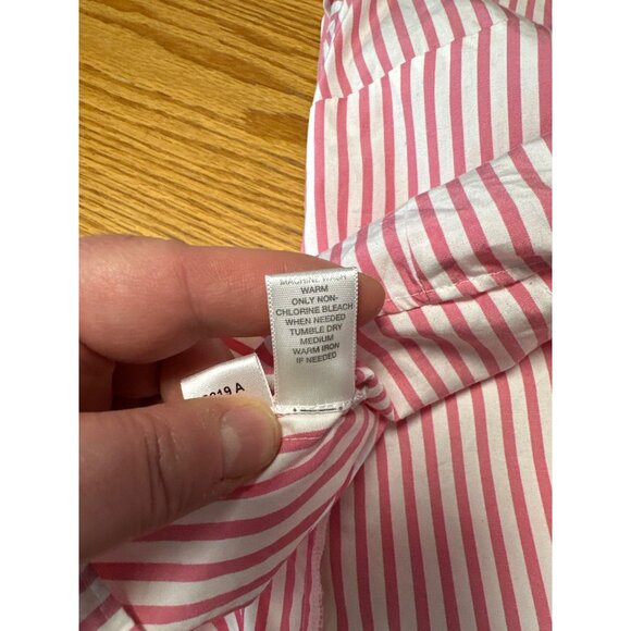 Ann Taylor Loft Pink Striped Tie Front Button Up Cropped Shirt Women's Size 10 - Picture 8 of 9